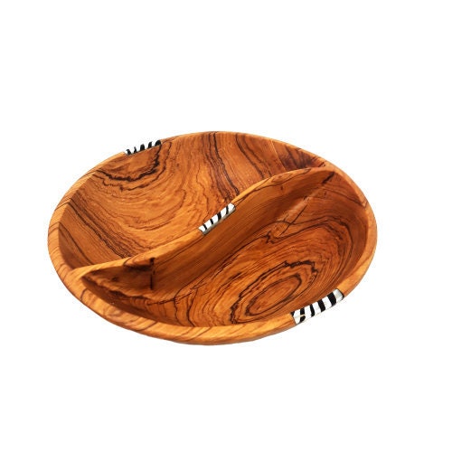 Wooden bowl handmade, Round wood bowl, oval wood bowl, Divided wood bowl, wooden snack bowl, small salad bowl, Olive wood bowl, salsa bowl