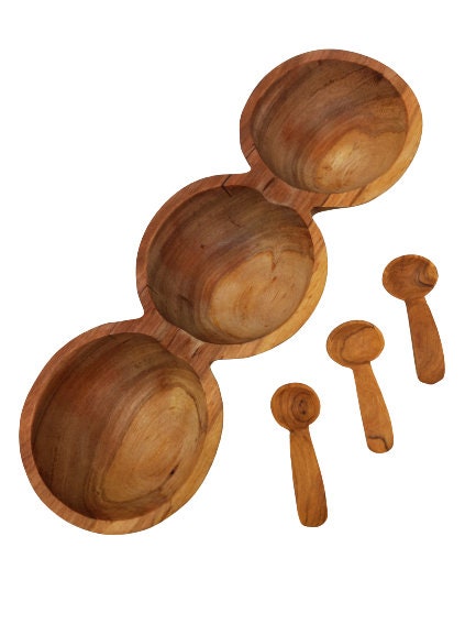 Wooden bowls with spoons, Wooden bowl small, Small wood bowl, Small wooden bowl set, Mini dip bowls, Small serving bowls, Christmas gift