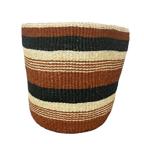 Handwoven Sisal Plant Basket: Colorful Boho Planter, 8"