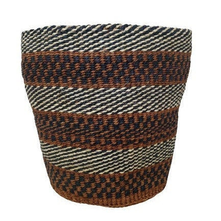 Handwoven Sisal Plant Basket: Colorful Boho Planter, 8"