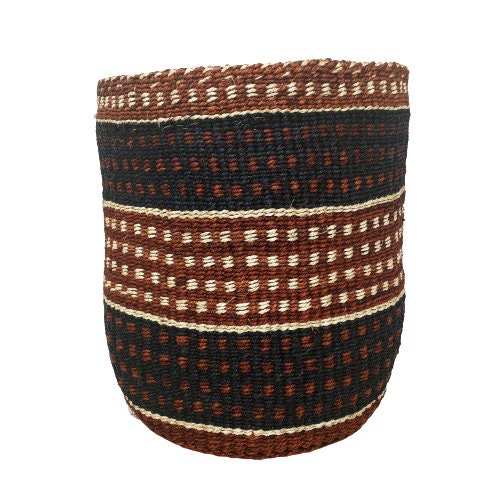 Handwoven Sisal Plant Basket: Colorful Boho Planter, 8"