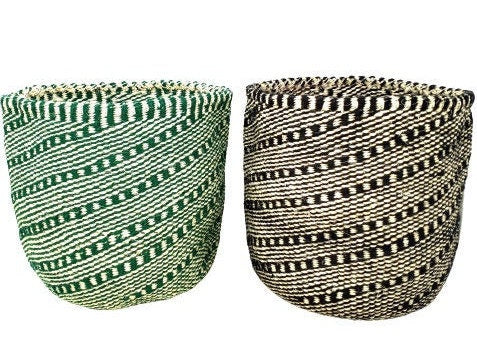Handwoven Sisal Plant Basket: African Woven Planter (9x9 inches)