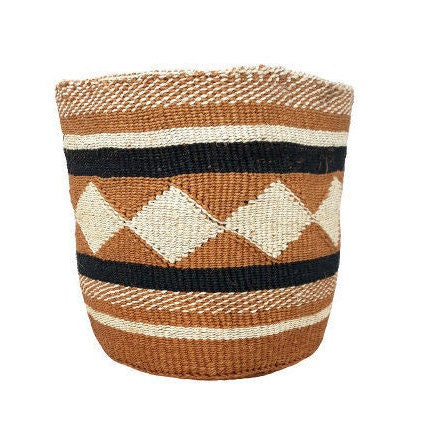 Handwoven Sisal Basket: African Woven Plant Pot, 8" Decorative Planter