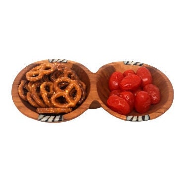 Divided bowl, Chip dip bowl, snack serving dish, wood candy tray, Wooden serving dish, rustic wood dish, divided serving tray, monkey pod