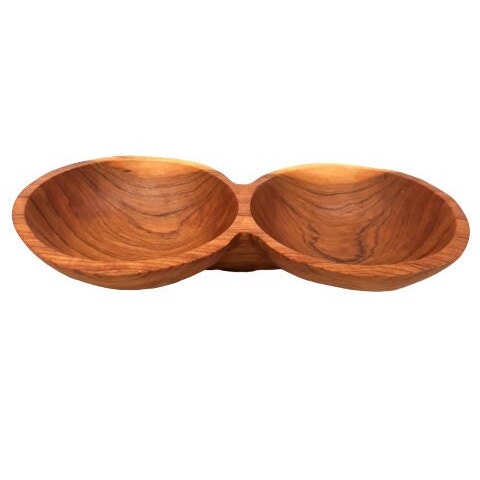 Divided bowl, Chip dip bowl, snack serving dish, wood candy tray, Wooden serving dish, rustic wood dish, divided serving tray, monkey pod