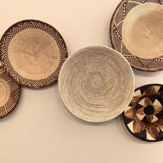 Woven Wall Basket: White African Boho Decor