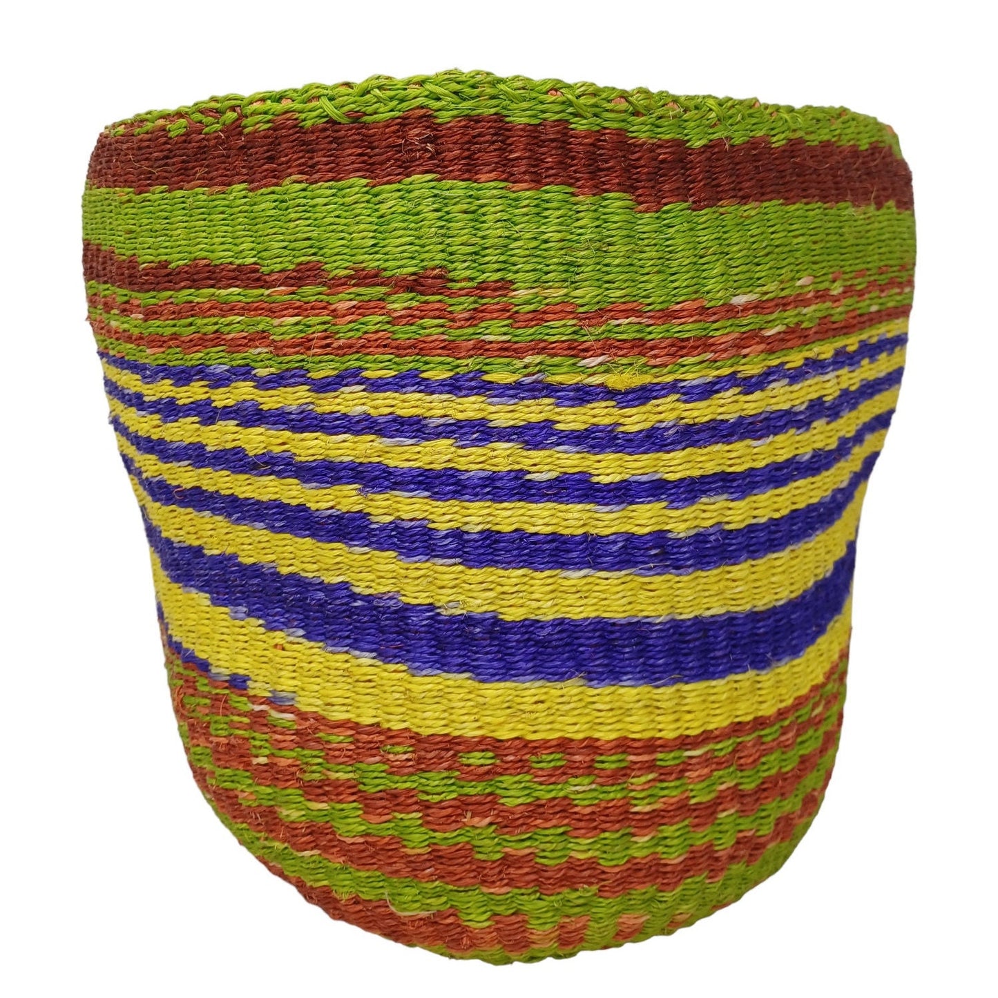 Handwoven Sisal Plant Basket: Colorful African Storage Basket (10"x10")