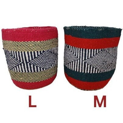 Colorful Woven Plant Basket: 10" Boho African Storage