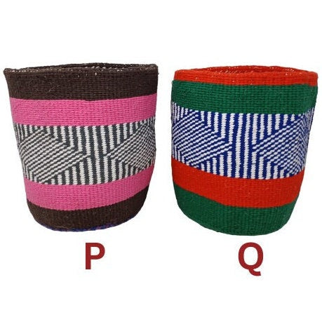 Colorful Woven Plant Basket: 10" Boho African Storage