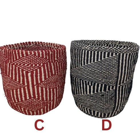 Colorful Woven Plant Basket: 10" Boho African Storage