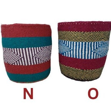Colorful Woven Plant Basket: 10" Boho African Storage