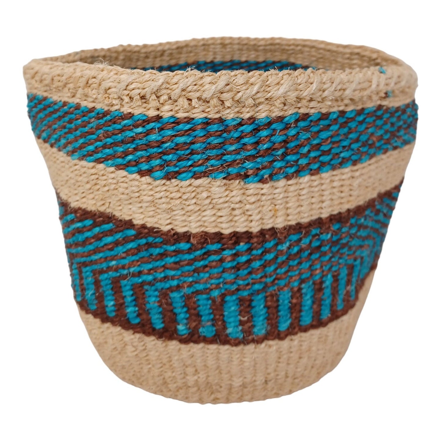Handwoven Sisal Basket: 7" Boho Plant Pot Cover, Colorful Decor