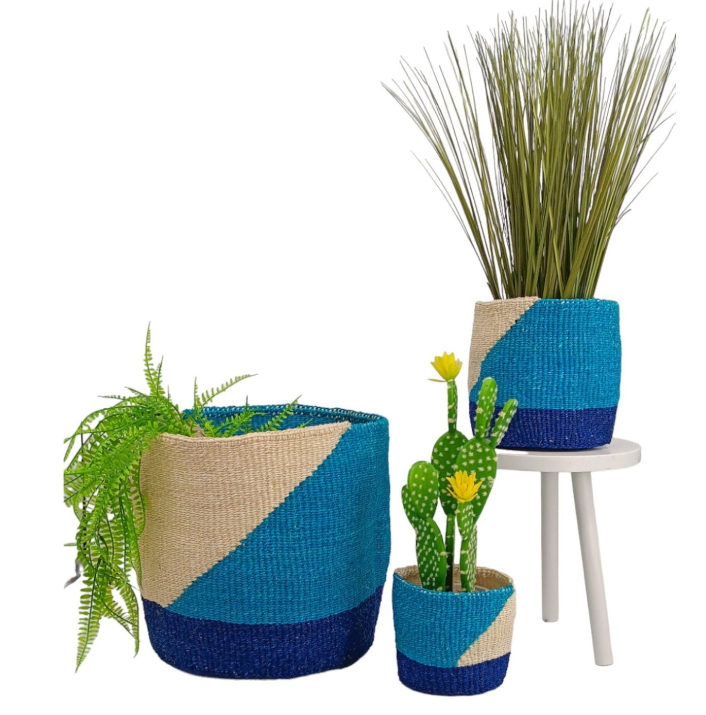 Woven Sisal Basket Planter: Handwoven African Boho Basket