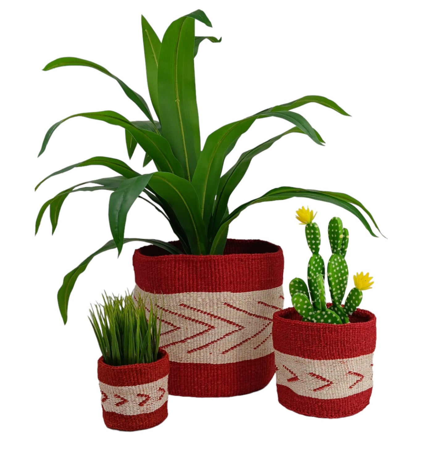 Handwoven Sisal Basket Planter: Colorful African Storage, Boho Decor