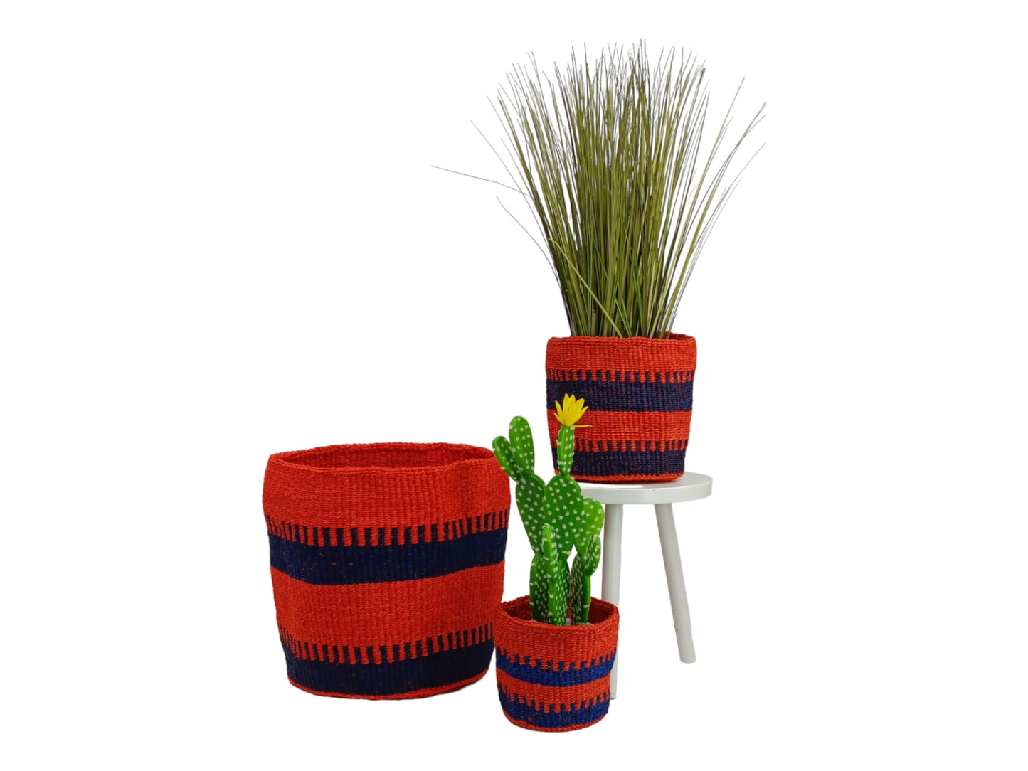 Handwoven Sisal Basket Planter: Kenyan Woven Storage Basket