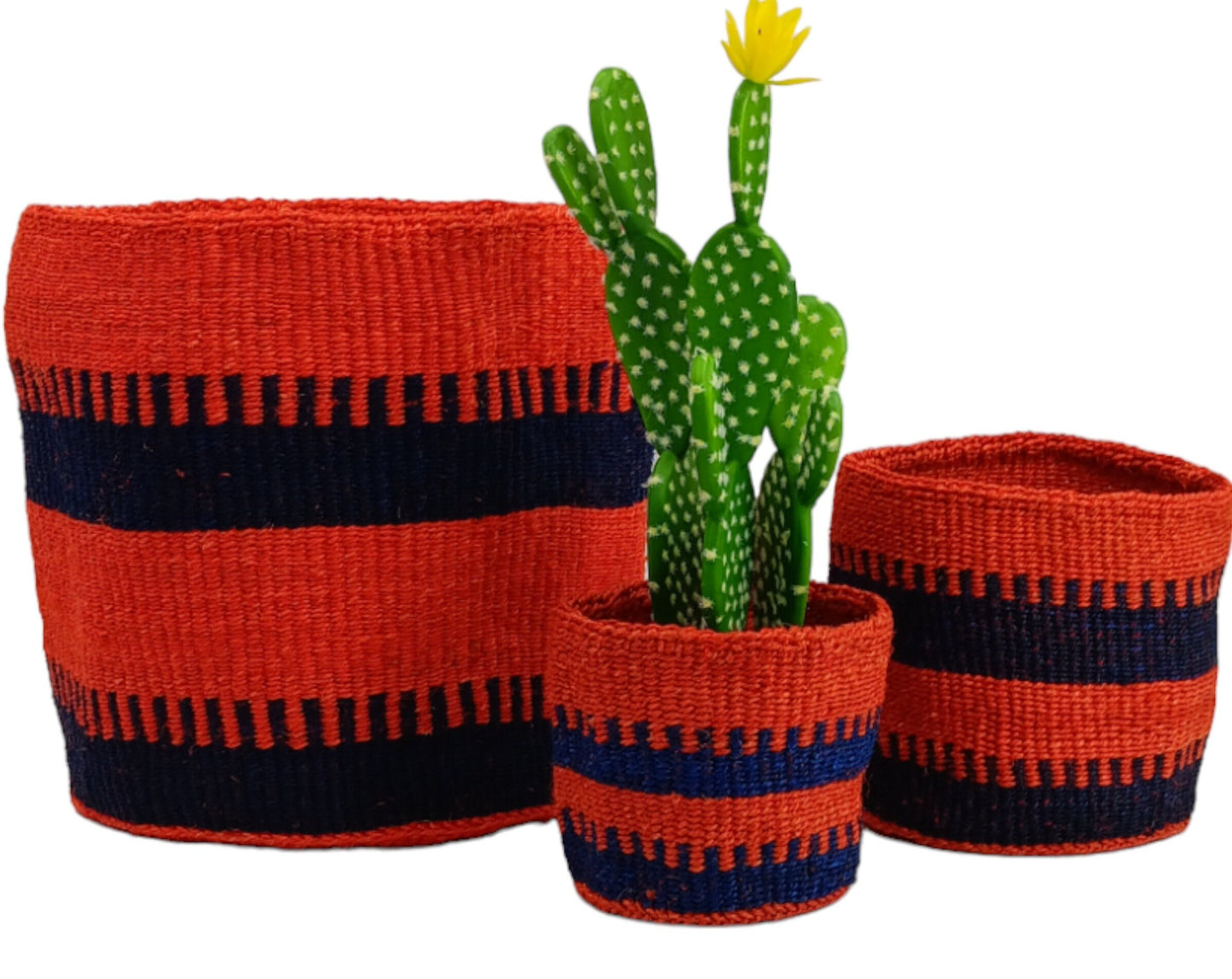 Handwoven Sisal Basket Planter: Kenyan Woven Storage Basket