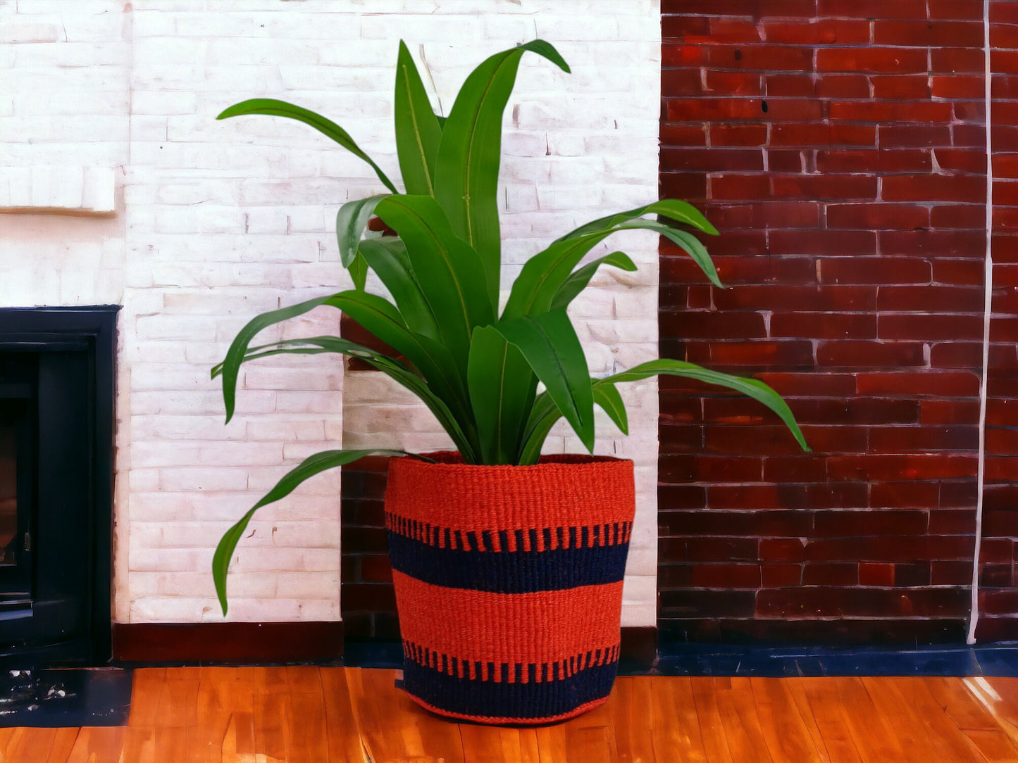 Handwoven Sisal Basket Planter: Kenyan Woven Storage Basket