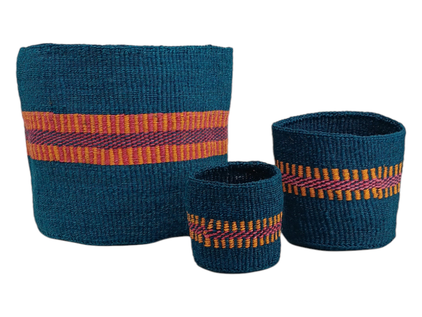 Colorful Woven Basket Planter: Round African Sisal Basket