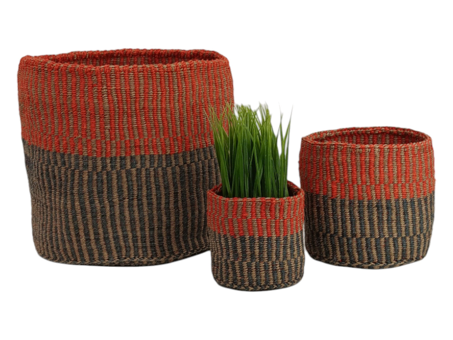Handwoven Sisal Basket: African Storage, Plant Pot, Minimalist Decor