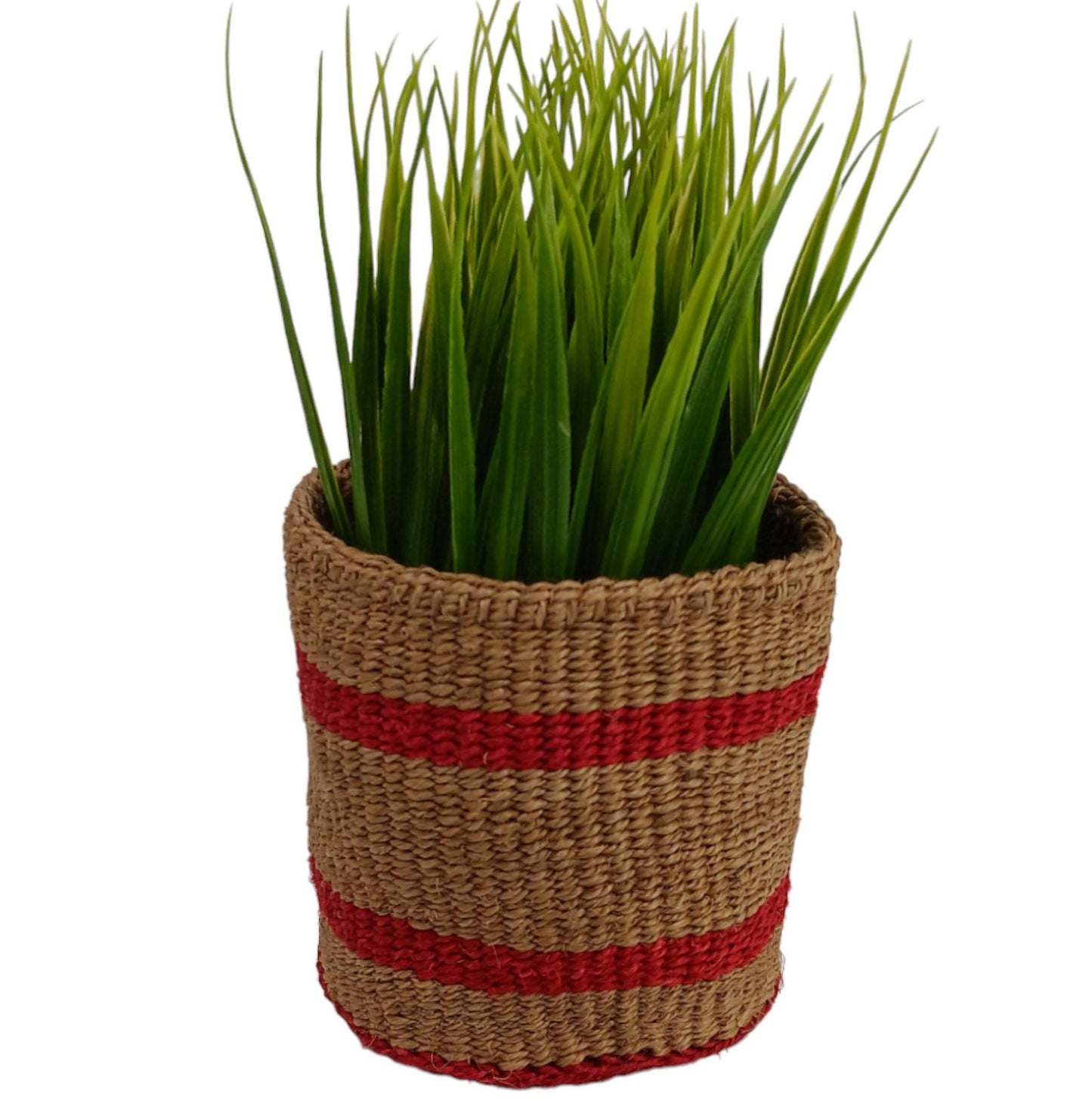 Woven Sisal Basket Planter: Colorful African Storage Basket
