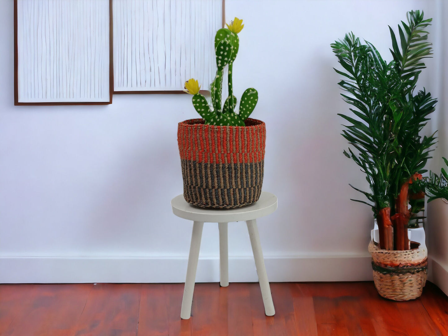 Handwoven Sisal Basket: African Storage, Plant Pot, Minimalist Decor