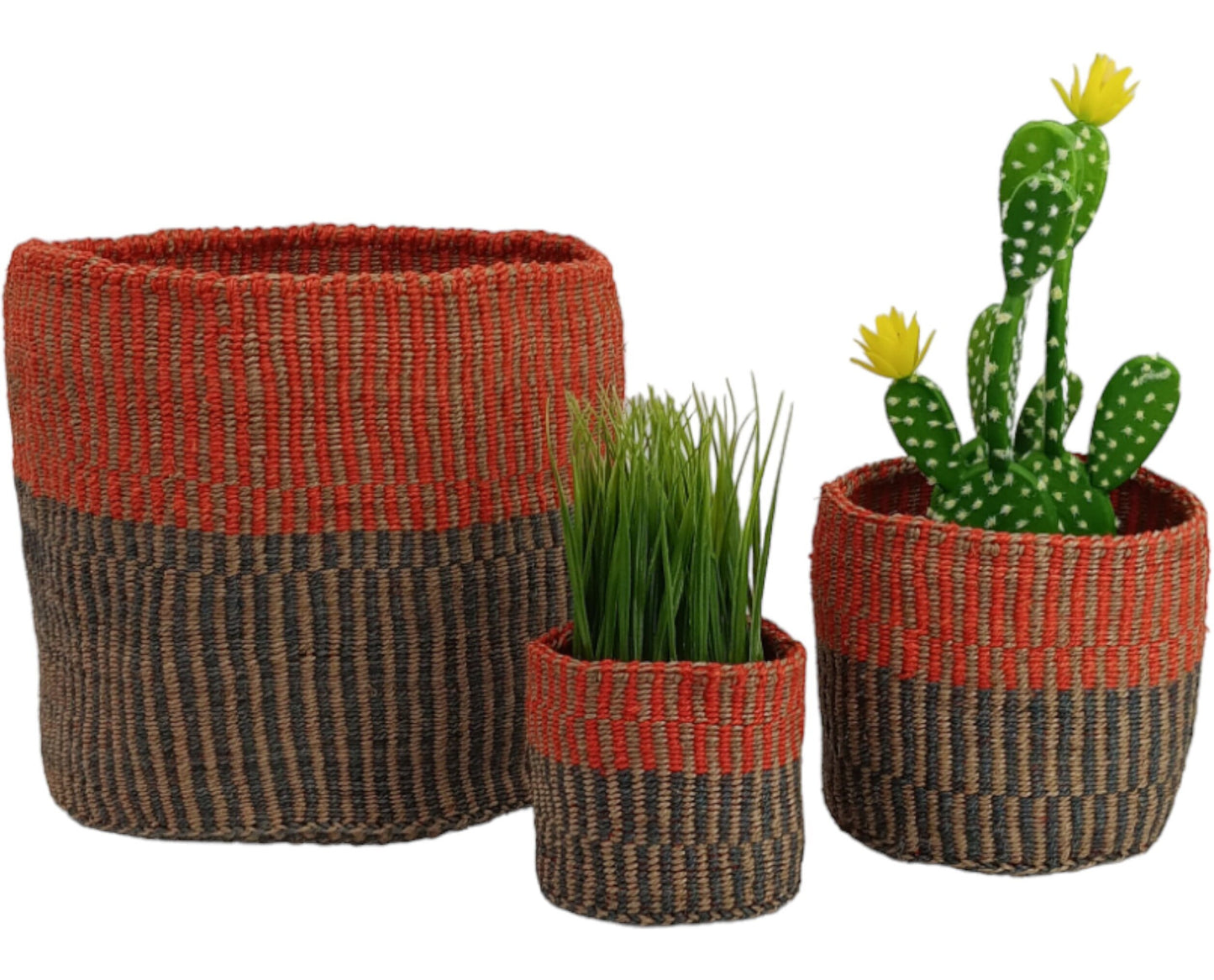 Handwoven Sisal Basket: African Storage, Plant Pot, Minimalist Decor
