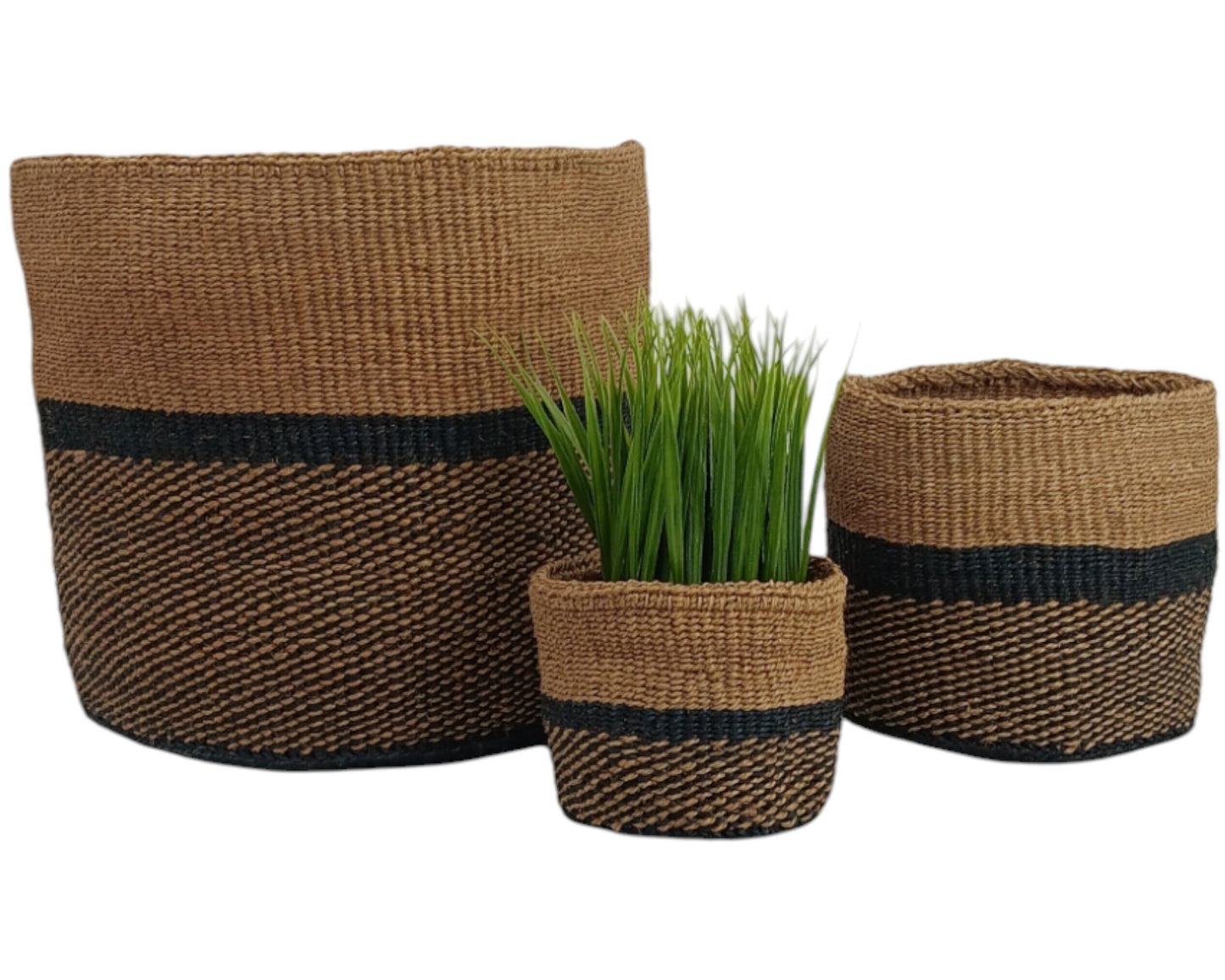African Woven Basket: Sisal Plant Pot, Storage Basket