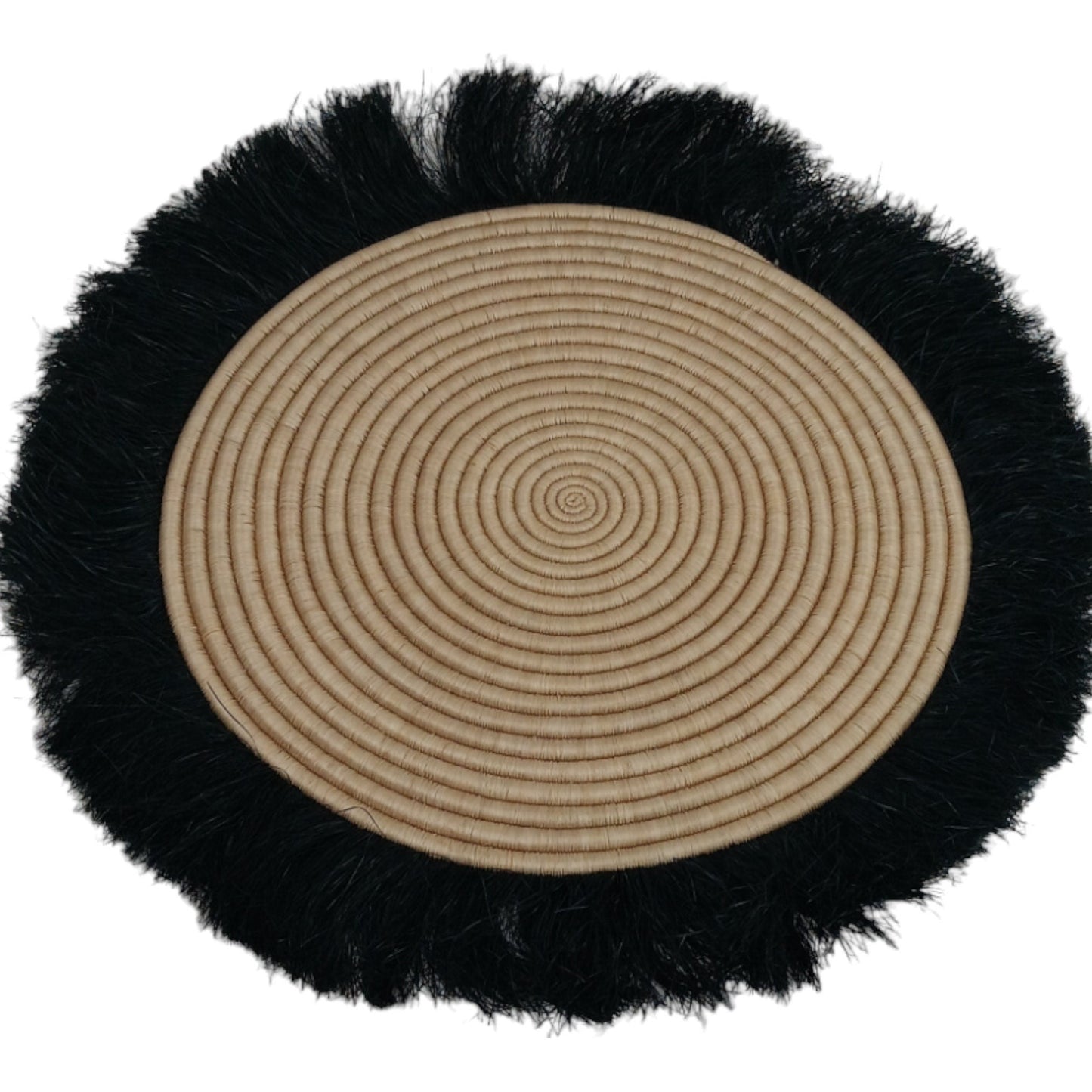 Fringed Woven Wall Basket: Large African Sweetgrass Decor