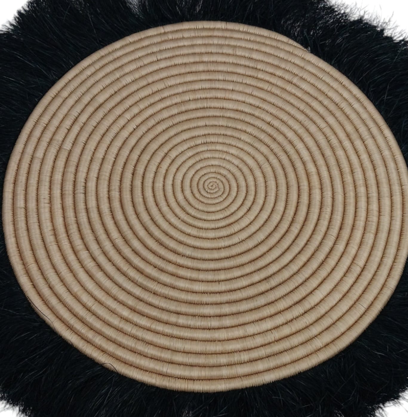 Fringed Woven Wall Basket: Large African Sweetgrass Decor