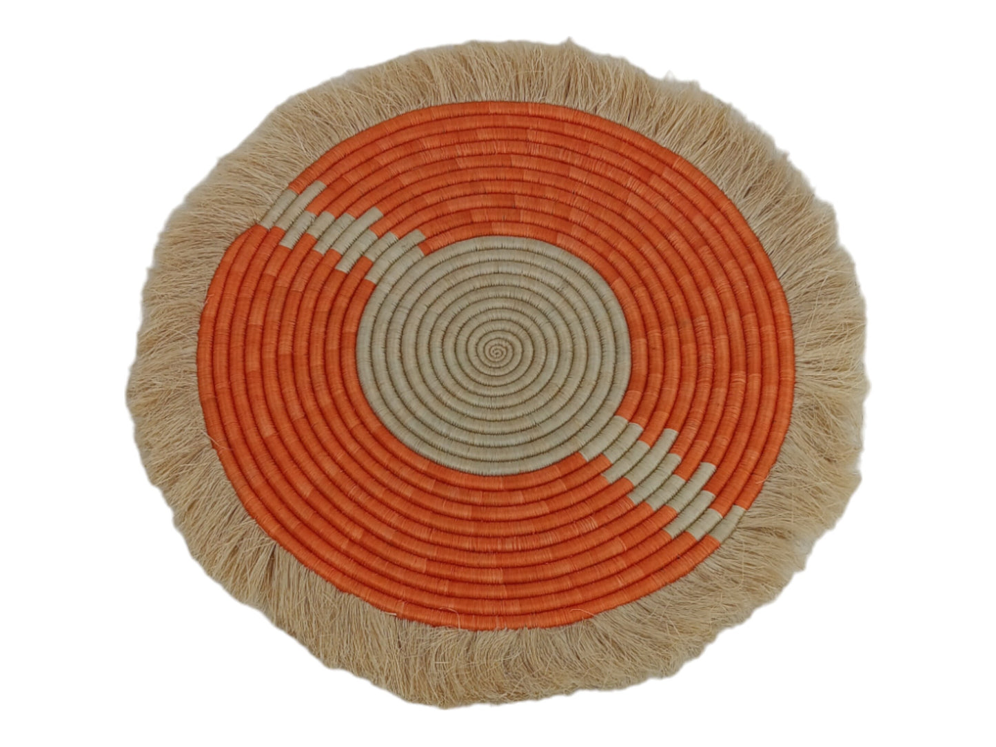 Large Fringed Wall Basket: Handwoven African Decor (18-20" Wide)
