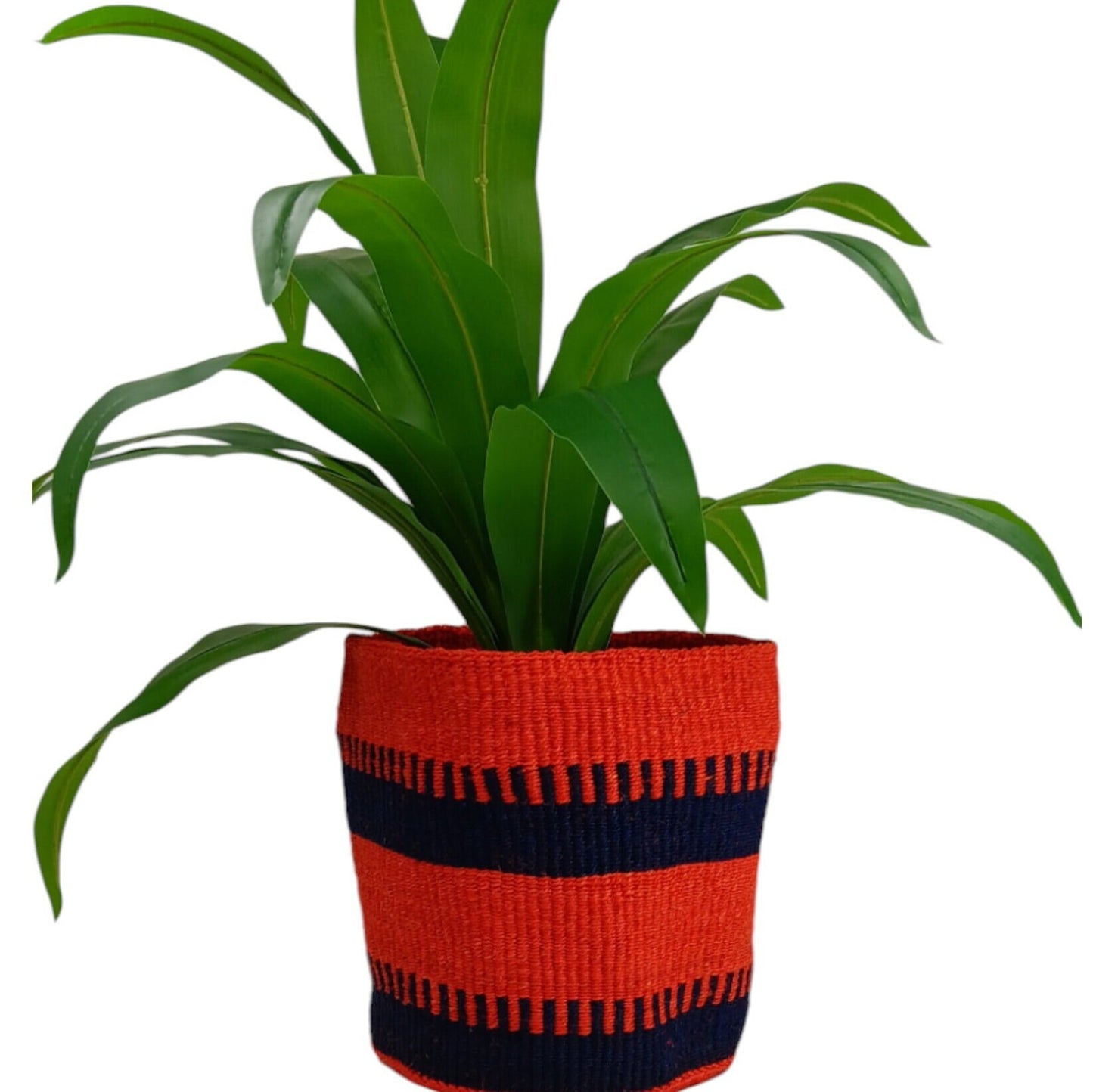 Handwoven Sisal Basket Planter: Kenyan Woven Storage Basket