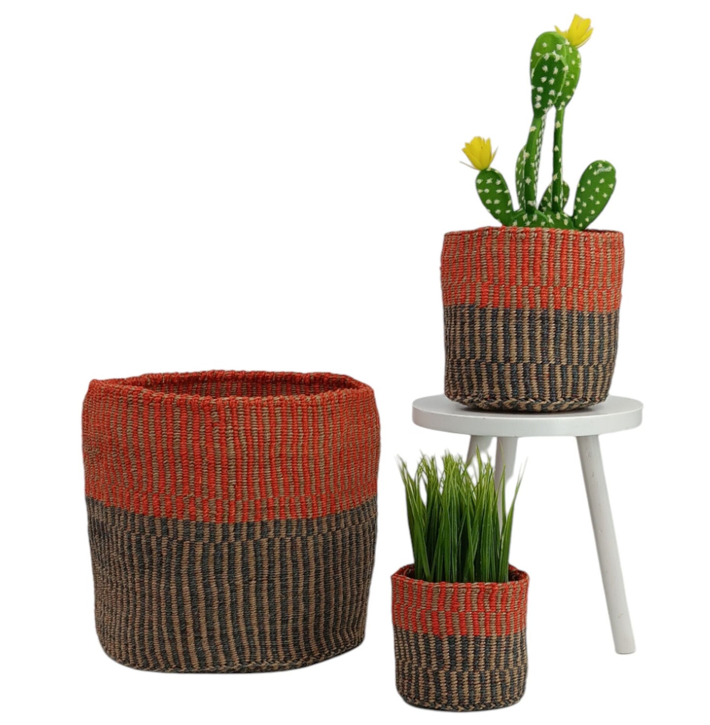 Handwoven Sisal Basket: African Storage, Plant Pot, Minimalist Decor