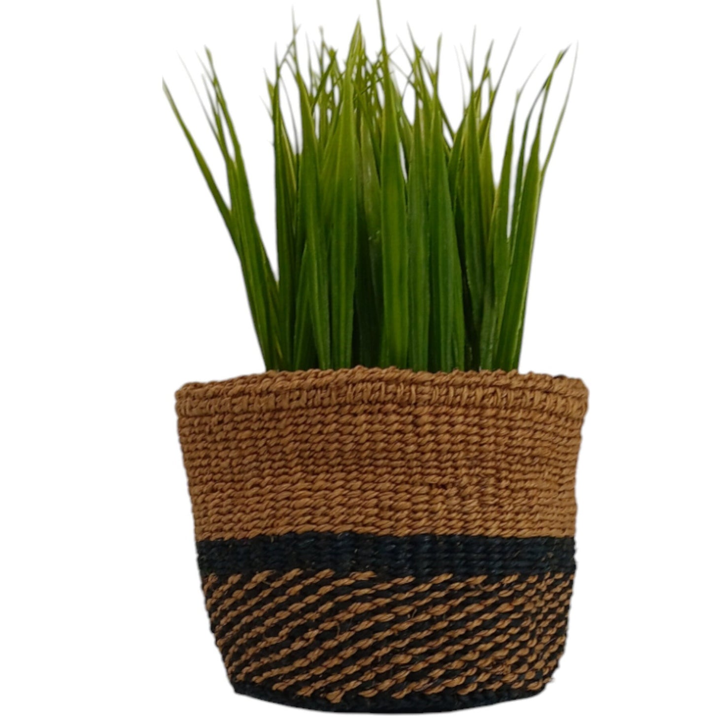 African Woven Basket: Sisal Plant Pot, Storage Basket