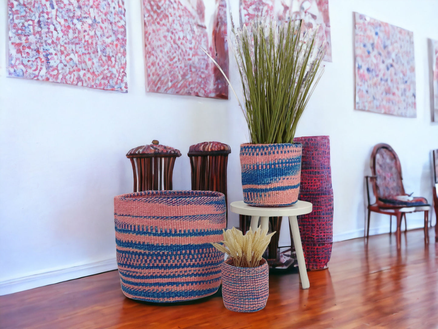 Woven Plant Basket: Handwoven Sisal Planter, African Storage Basket
