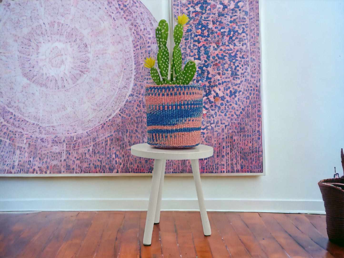 Woven Plant Basket: Handwoven Sisal Planter, African Storage Basket