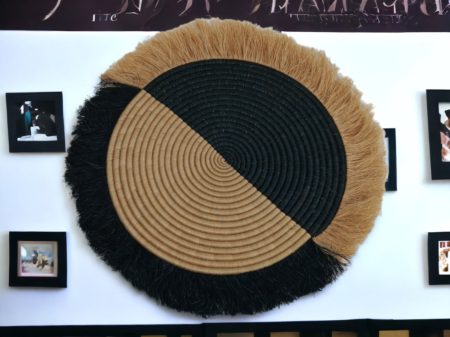 Fringed Woven Wall Basket: Large African Sweetgrass Decor