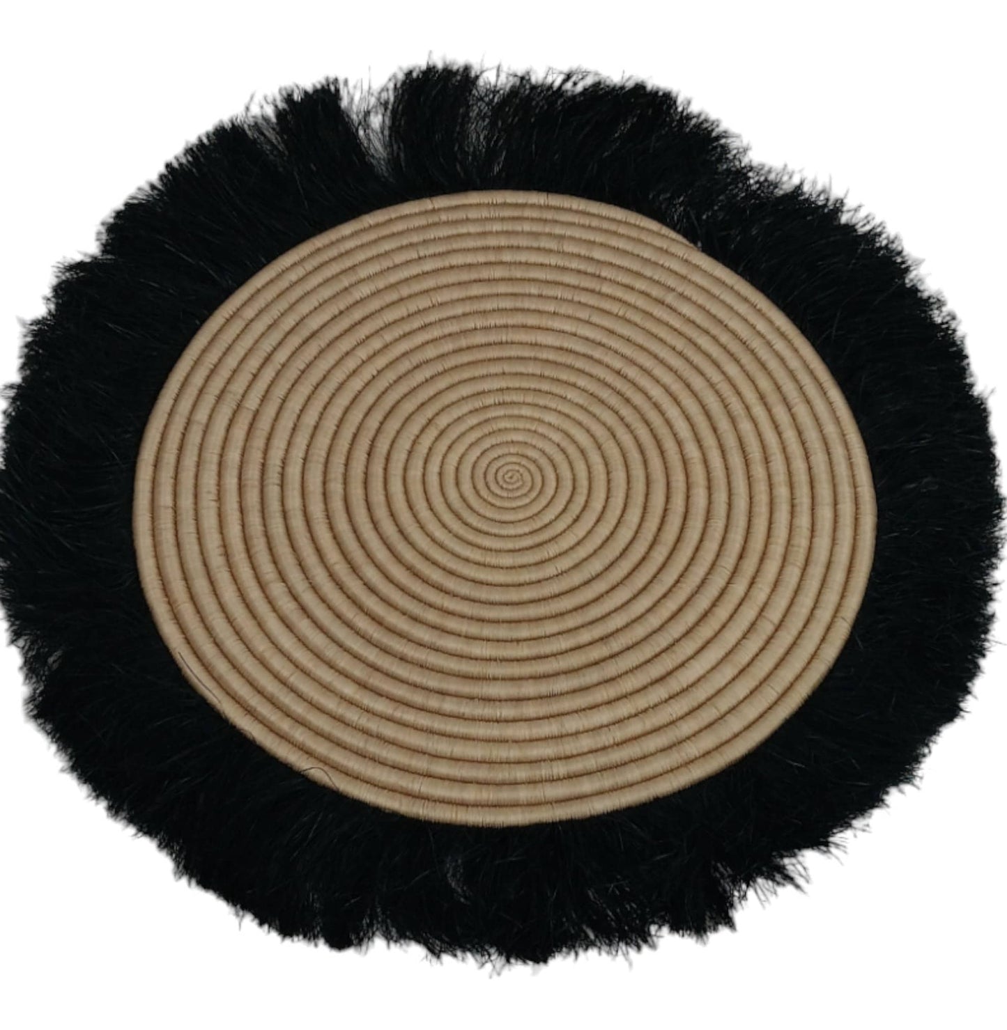 Fringed Woven Wall Basket: Large African Sweetgrass Decor
