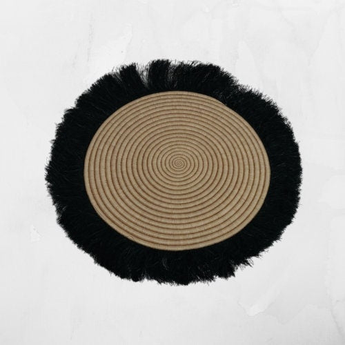 Fringed Woven Wall Basket: Large African Sweetgrass Decor