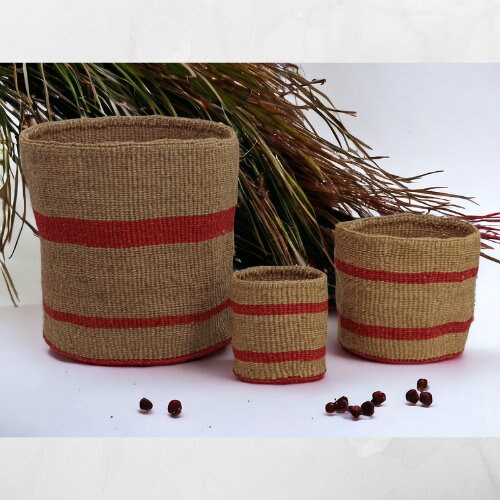 Woven Sisal Basket Planter: Colorful African Storage Basket