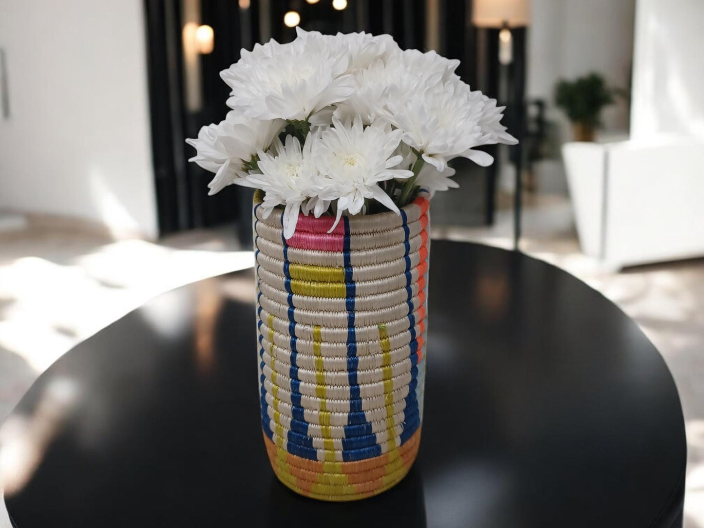 Handwoven Wicker Vase: Boho Farmhouse Decor, Dried Flower Basket