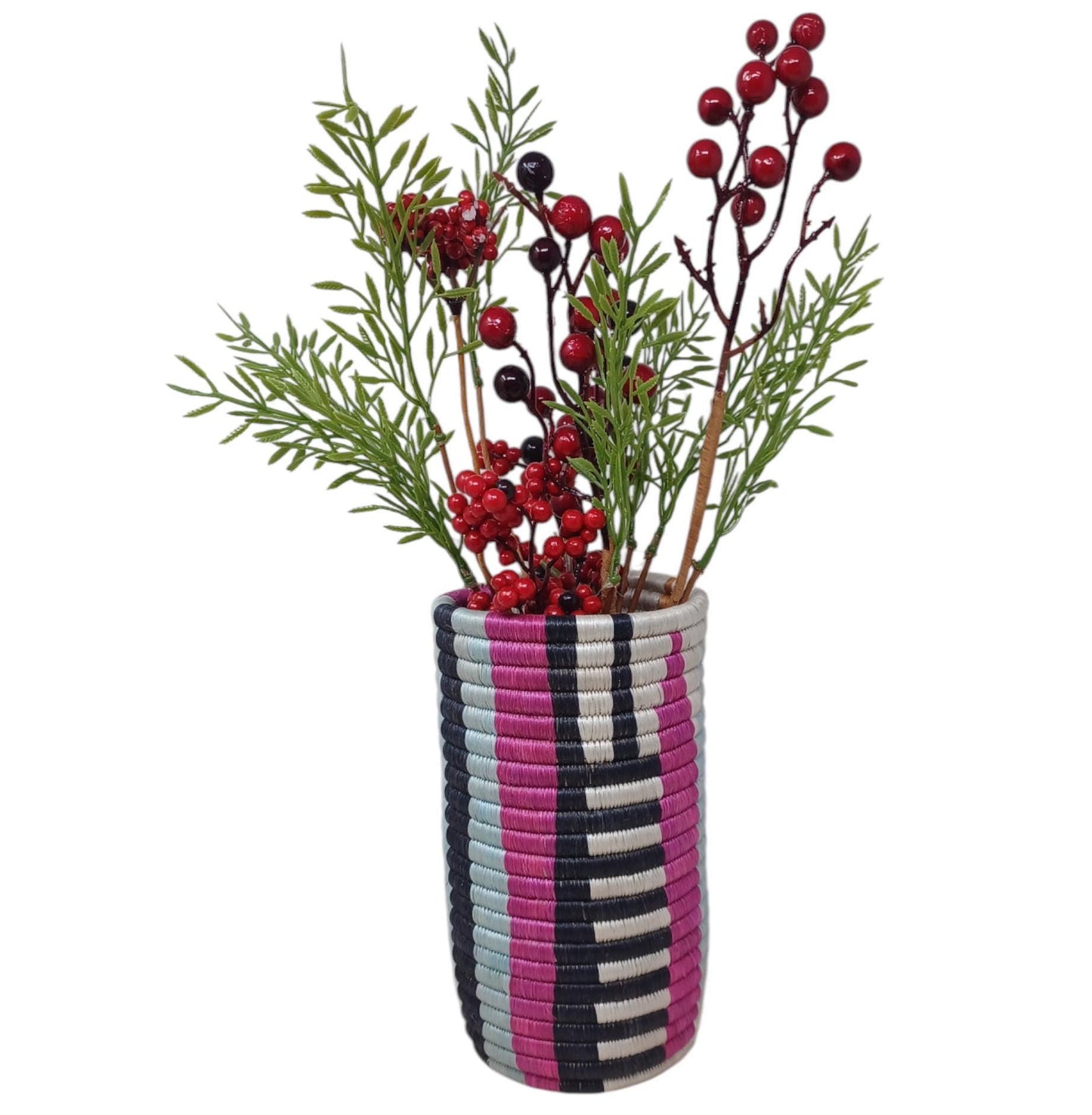 Boho Woven Flower Vase: Handwoven Wicker Utensil Holder