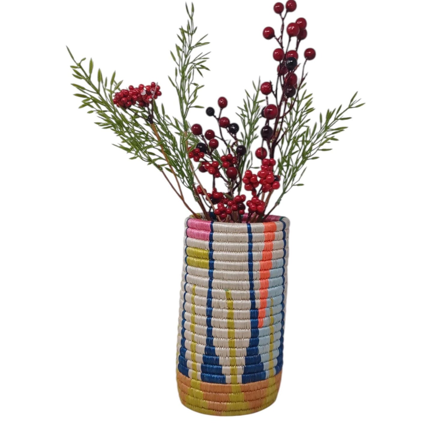 Handwoven Wicker Vase: Boho Farmhouse Decor, Dried Flower Basket