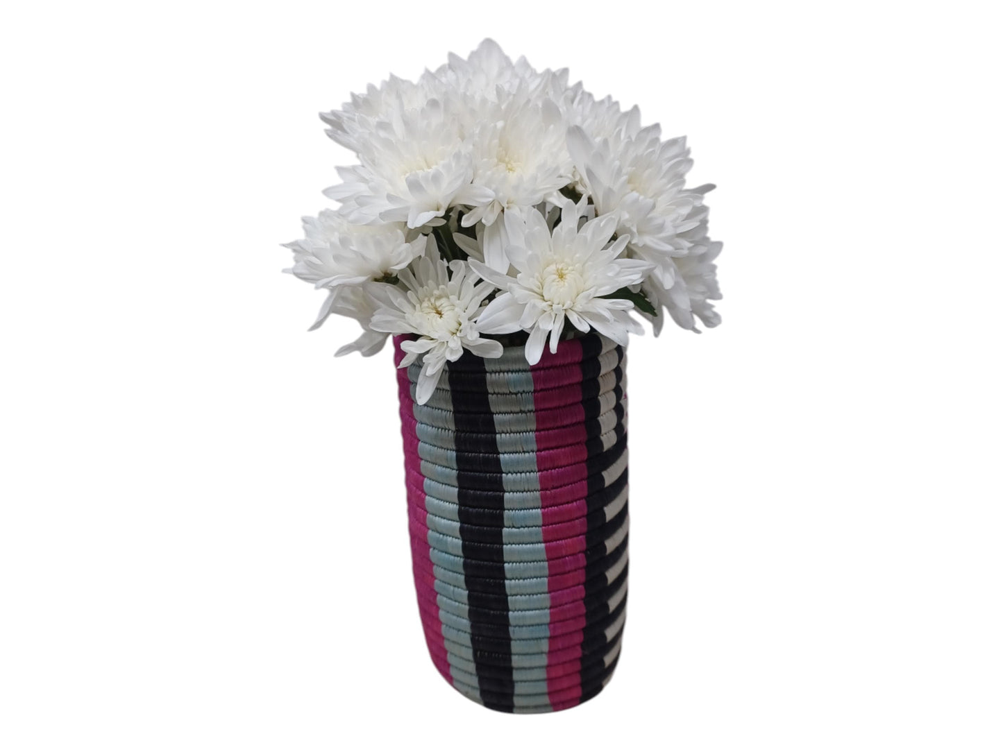 Boho Woven Flower Vase: Handwoven Wicker Utensil Holder