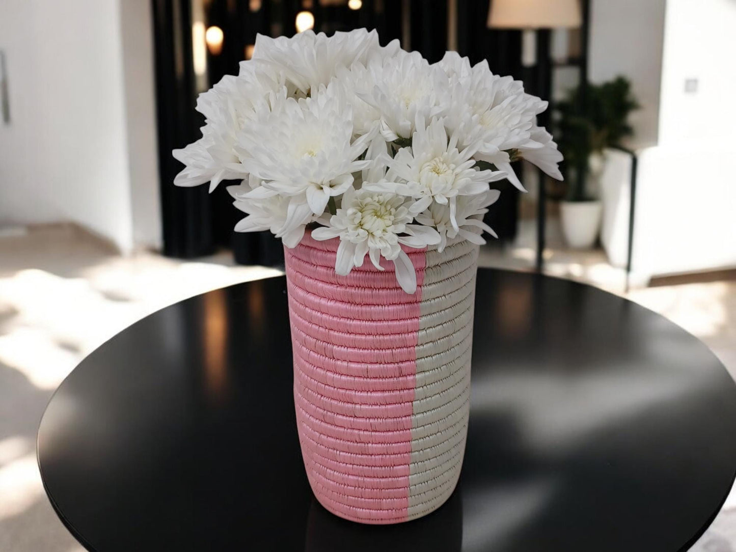 Boho Woven Flower Vase: Handmade Basket for Pampas Grass