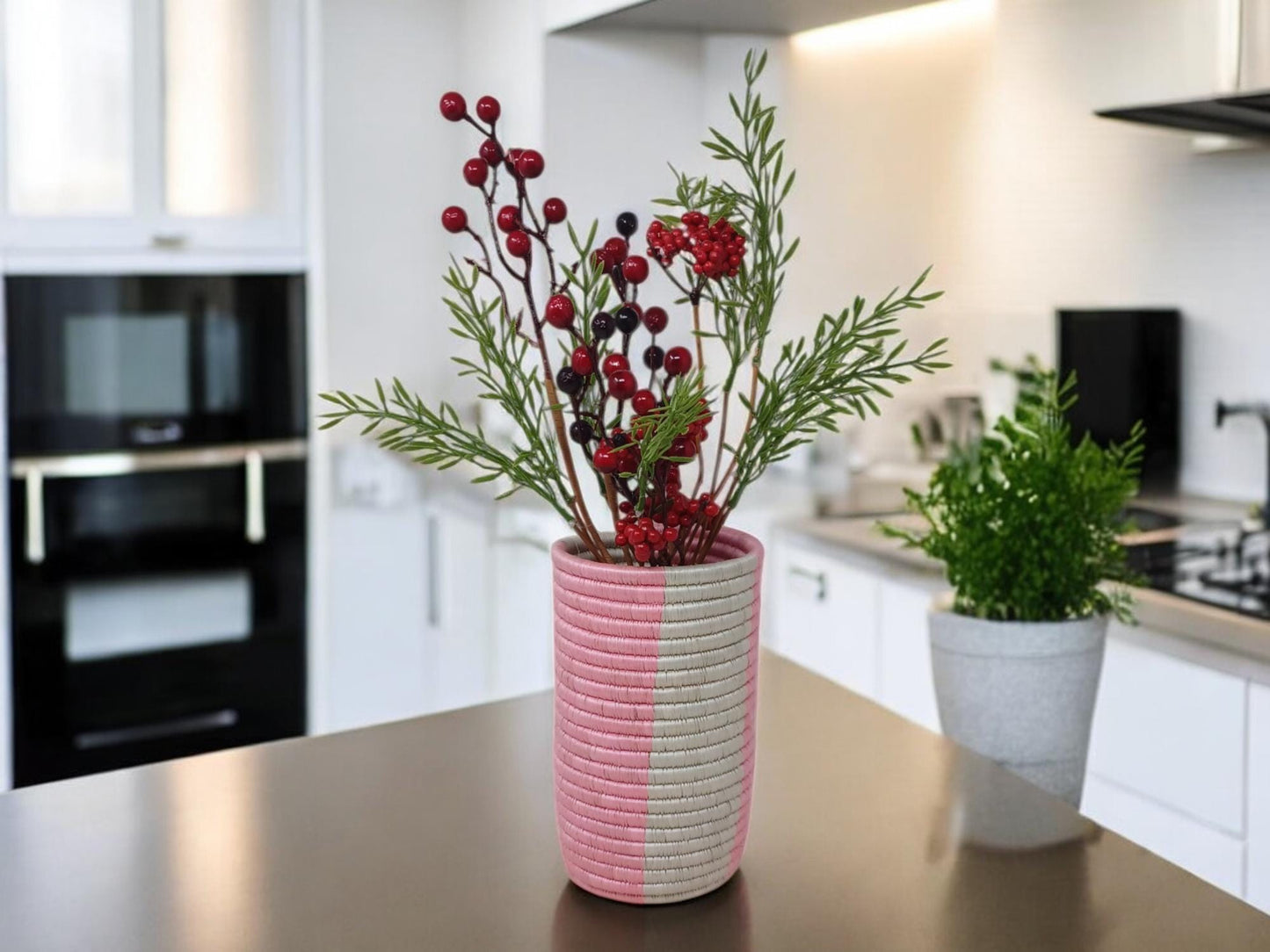 Boho Woven Flower Vase: Handmade Basket for Pampas Grass
