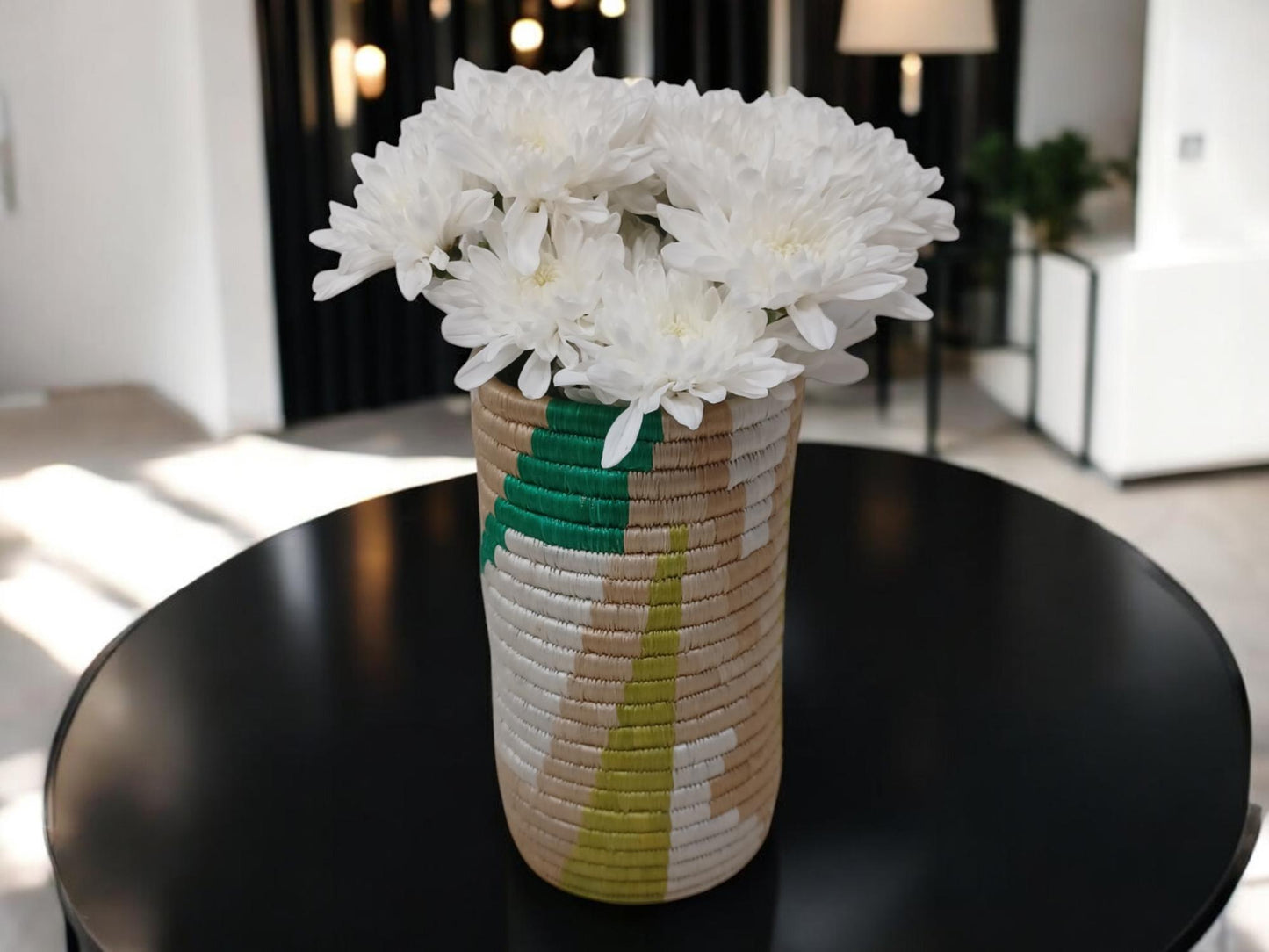 Handwoven Wicker Vase: Boho Home Decor Flower Basket