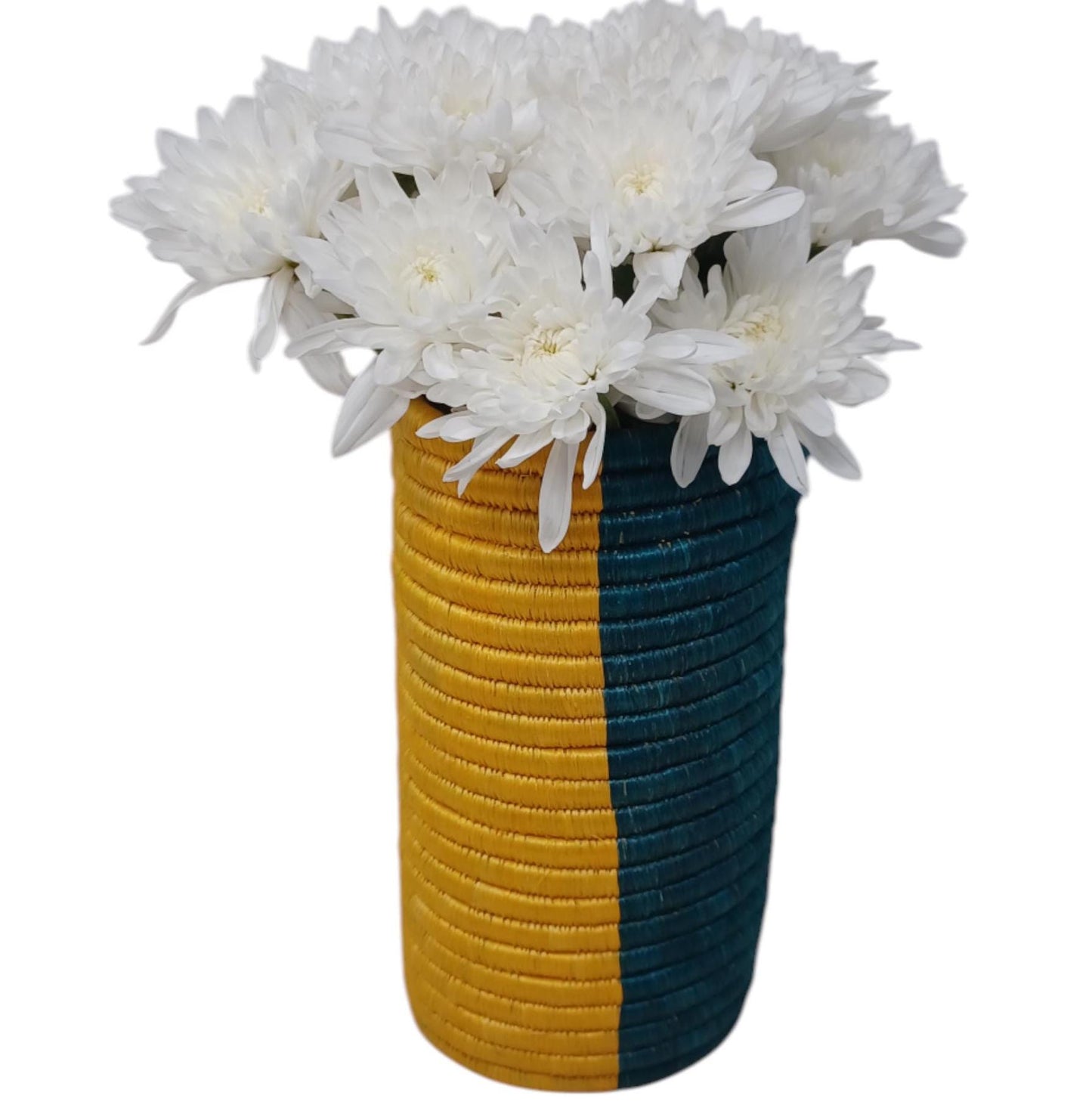 Handwoven Wicker Basket Vase: Boho Farmhouse Table Decor