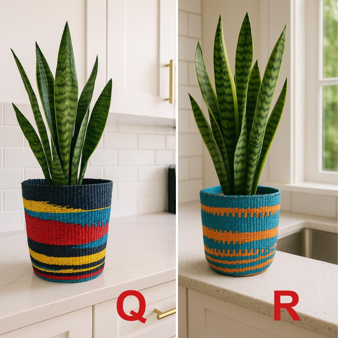 Handmade Sisal Woven Basket: Colorful Boho Decor, Plant Holder
