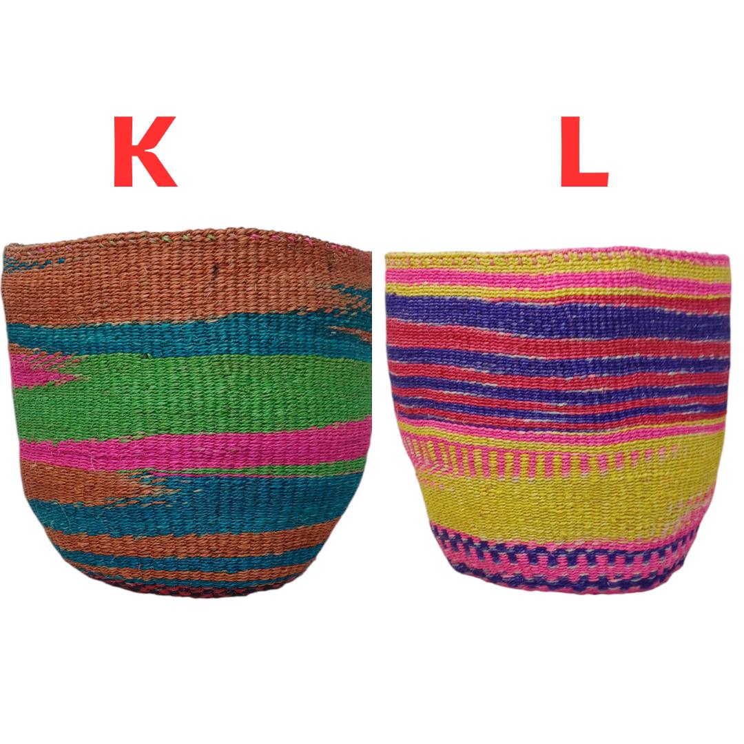 Handmade Sisal Woven Basket: Colorful Boho Decor, Plant Holder