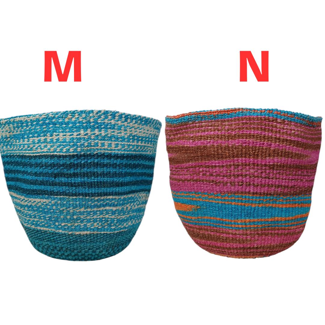 Handmade Sisal Woven Basket: Colorful Boho Decor, Plant Holder
